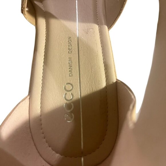 Ecco Womens Tan Leather Wedge Sandals Sz 40/9.5 w/ Zipper Cushioned Comfort NIB - Picture 7 of 8